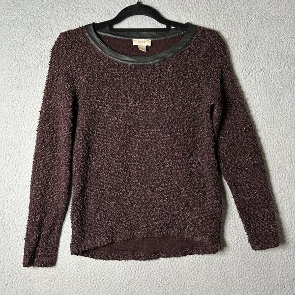 LOFT Sweaters - LOFT Sweater Womens XS‎ Maroon Crew Neck Long Sleeve Fuzzy Sweater